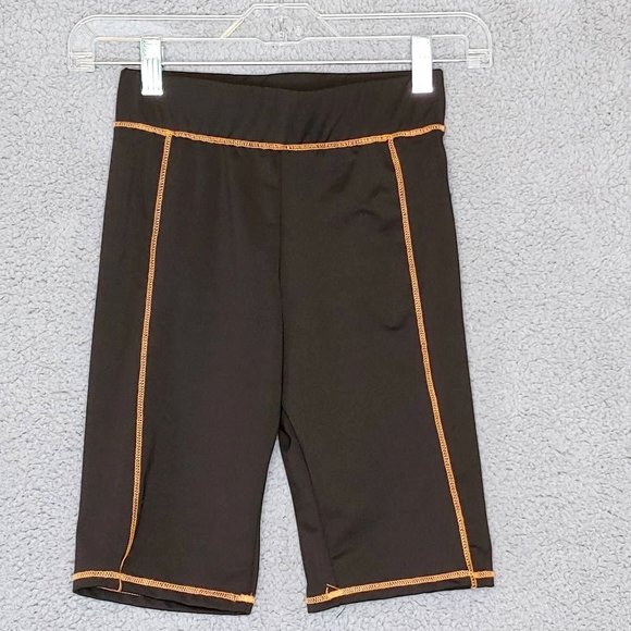 BP. Womens Biker Shorts Black Orange Contrast Stitch‎ Stretch Pull On XXS New - Picture 1 of 9